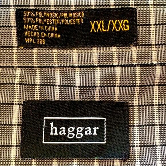 HAGGAR DRESS SHIRT MEN’S XXL TAN BROWN LONG SLEEVE BUTTON UP POCKET. - Picture 8 of 12